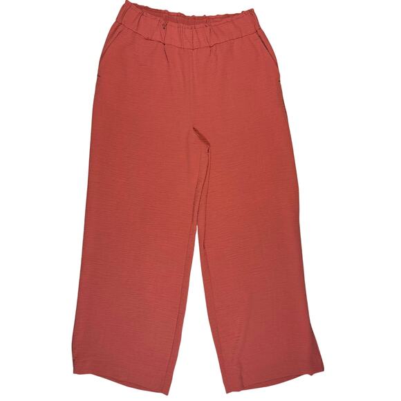 Hilary Radley Coral Pink Wide Leg Pants Women’s M Elastic Waist 29” Inseam - Picture 2 of 7